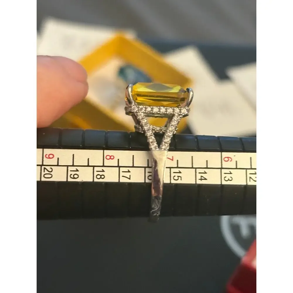 NIB Yellow Crystal Statement Ring Size 7.5